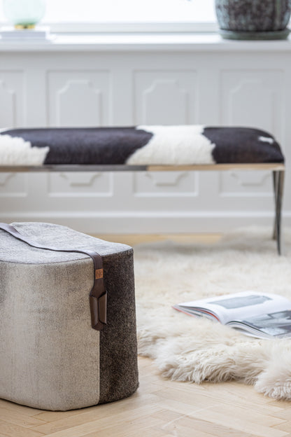 Calf Leather Pouf | Oval | 45x35x38 cm
