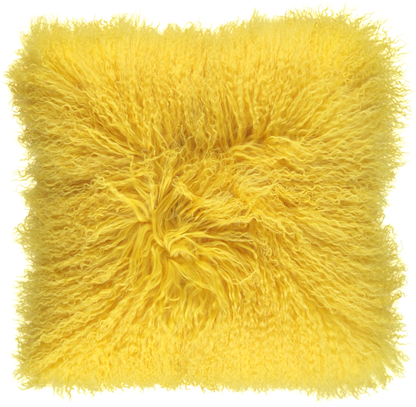 Sheepskin Cushion | Tibet | 40x40 cm Mustard Yellow