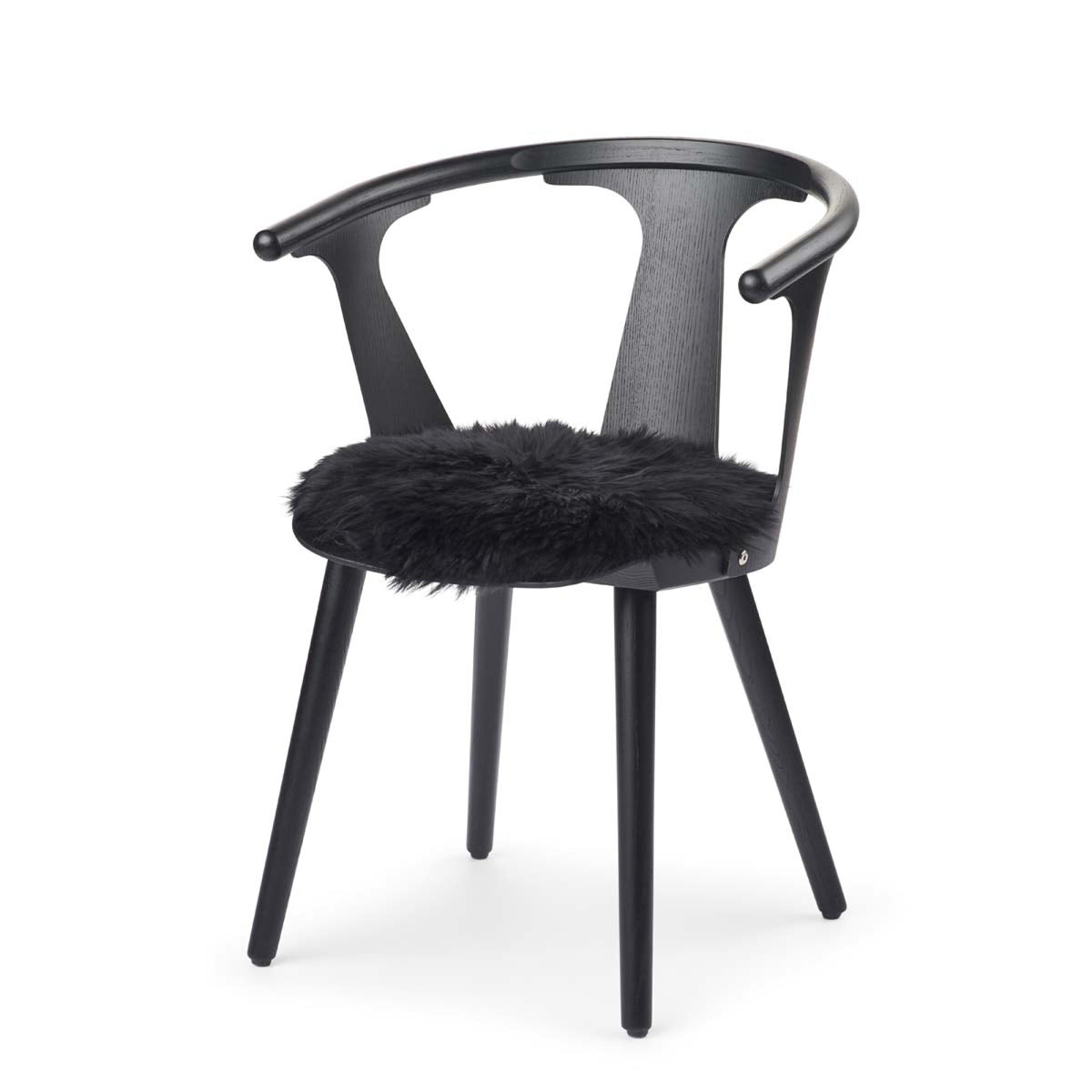 Premium Seat Cover | Long Wool | New Zealand | D34 cm Black