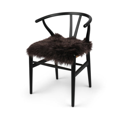 Long Wool Seat Cover | New Zealand | 40x40 cm Chocolate