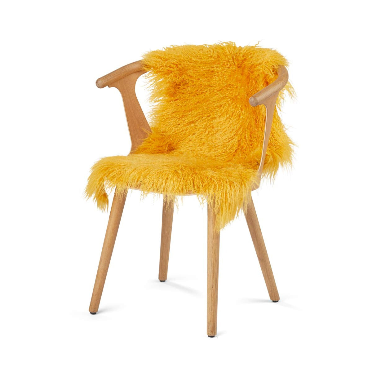 Mongolian Sheepskin | Curly | 85x50 cm Mustard Yellow