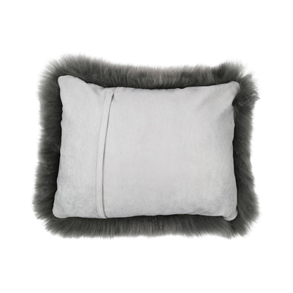 Sheepskin Cushion | Long Wool | New Zealand | 35x45 cm Steel