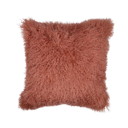 Sheepskin Cushion | Mongolian | 50x50 cm Old Rose